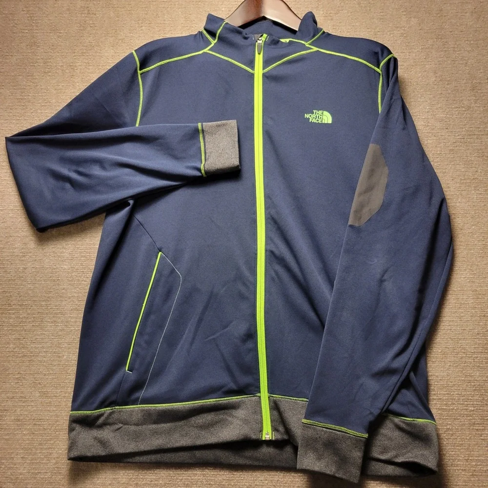The North Face Jacket Mens Large Blue Green Full Zip Athletics Mock Neck